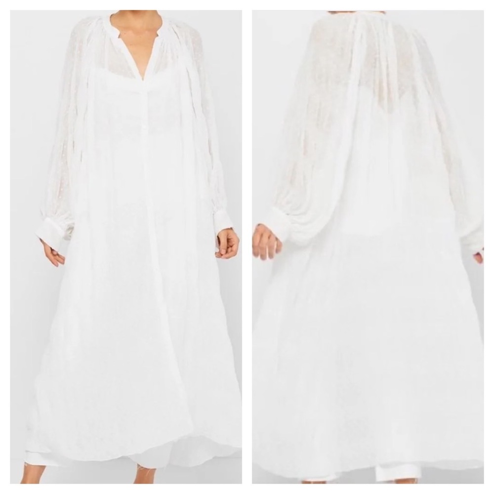 Zara Dotted Tiered Mesh Oversized Midi Dress